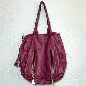 See by Chloe Leather Slouchy Tassel Purse Merlot